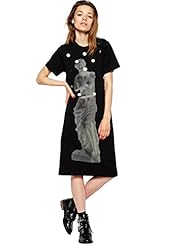 Short Sleeves Sequined General Print Round Neck  Shirt  Dress