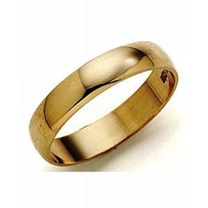 Unisex Wedding Ring, 9 Carat Yellow Gold D Shape, 4mm Band Width
