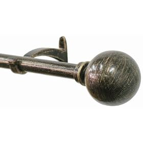 Window Curtain Rod Drapery Rod 44 Inch - 108 Inch Ball Bronze W gold by Backyard Bargain LLC