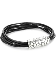 Napier Silver-Tone Cord and Textured Motif Magnet Closure Bracelet