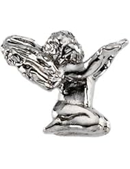 Kneeling Angel Lapel Pin 14K White Gold 10.00X12.00 mm