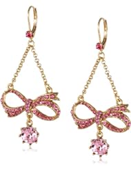 Betsey Johnson "Iconic Pinkalicious" Bow Chandelier Drop Earrings