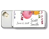Baby Keepsake: Festive Streamers And Ballons Theme Personalized Slide Mint Tin Favors (Set of 24)