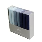 Seven Solid Handkerchief Set Pack Cotton Handkerchiefs Mens with Gift Box --Blue Set Mh1045