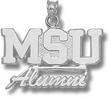 Mississippi State Bulldogs Solid Sterling Silver ''MSU'' Alumni Pendant