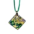 Murano Glass Pendant Jewelry - Square L Green/Gold Style2