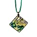 Murano Glass Pendant Jewelry - Square L Green/Gold Style2