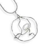 Oxidized Necklace with Cut Out Cultured Freshwater Pearl Pendant