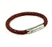 Dark Red Braided Leather Bracelet with Round Stainless Steel Clasp
