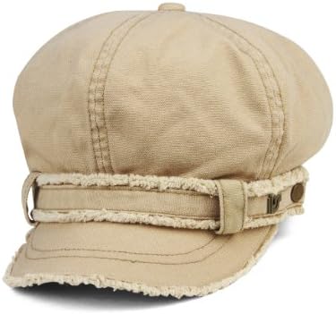 Infinity Selections Women's Washed Canvas Newsboy Cap-Vanessa-11120033-Khaki-One Size