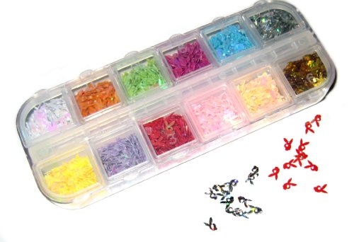 Box of 12 Mixed Colour Nail Art Bunny Spangle/Glitter