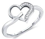 Heart Diamond Ring Womens Promise Band 10k White Gold (0.04 Carat)