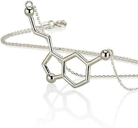 Serotonin Necklace, Serotonin Pendant, Molecule Necklace, Chemistry Necklace (14)