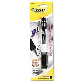 XXL Prfssnl Ballpt Pen,Rtrctbl,Med Pt,Foam Grip,Blk Ink/Slvr Barrel,Rfilbl,Clip BICXXLMP11BK