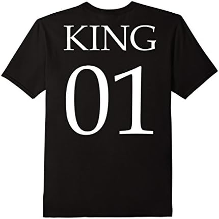 Men's King 01 and Queen 01 back print couple matching shirt Medium Black
