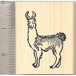 Comic Llama Rubber Stamp - Wood Mounted