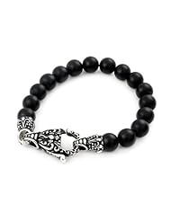 Twisted Blade Intricate Black Onyx Bead Bracelet 9 Inches