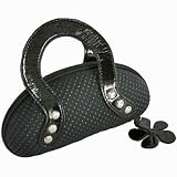 BLACK HANDBAG STYLE ZIPPERED EYE SUNGLASSES CASE by