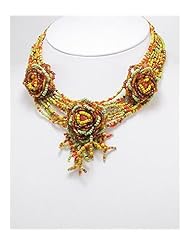 Yellow Flower Seed Bead Necklace
