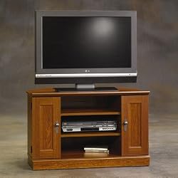 Sauder Camden County Corner TV Stand Planked Cherry