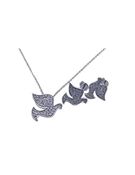 Nickel Free Sterling Silver Pendant & Earring Sets CZ Dove Set