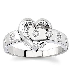 18k White Gold or Yellow Gold Diamond Heart Ring