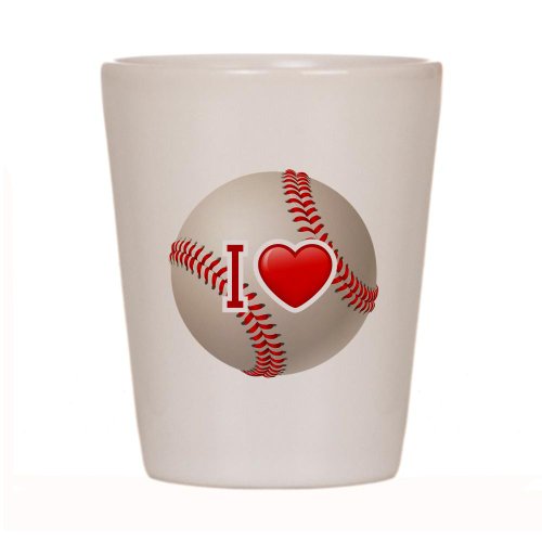 Shot Glass White of I Love Baseball
