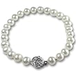 White 7-8mm AAA Cultured Pearl Bracelet w. Platinum Overlay CAREFREE Sterling Silver Rose Clasp 7" (LS1R2)