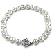 White 7-8mm AAA Cultured Pearl Bracelet w. Platinum Overlay CAREFREE Sterling Silver Rose Clasp 7" (LS1R2)