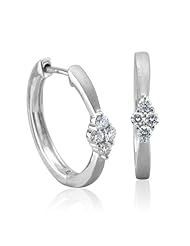 10K Gold and Silver Hoop Diamond Earrings (GH, I1-I2, 0.25 carat)