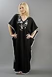 Womens Jersey Embroidered Kaftan Satin Trim