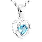 Heart Cut Swiss Blue Topaz Pendant Necklace Sterling Silver