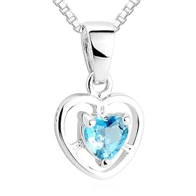 Heart Cut Swiss Blue Topaz Pendant Necklace Sterling Silver by Blue-Topaz Necklaces