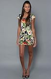 Motel The Bowtastic Dress in Rose Garden Navy,Dresses for Women