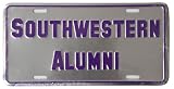 Southwestern Alumni Metal License Plate Silver