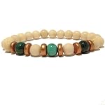 Malachite Bracelet 04 Stretch Riverstone White Genuine Green Gold Wood Gemstone Crystal Healing Beaded Stone