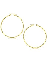 14K Yellow Gold Polished Hoop Earrings (55 mm)