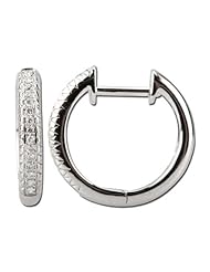 14K White Gold 0.1ct Everlasting Micro Pave Set Diamond Hinged Huggie Earrings