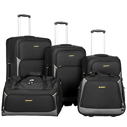 Newest 5 Piece Softshell Deluxe Expandable Rolling Luggage Set Newest 5 Piece Softshell Deluxe Expandable Rolling Luggage Set