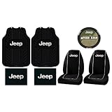 7pc Jeep Logo High Performance Floor Mats Seat Covers Steering Wheel Cover Complete... by Plasticolor