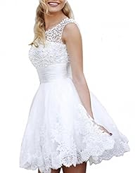 Scoop Neck Short  Wedding Dress  With Pearls