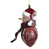 Collegiate 2.75" Striped Acrylic Snowman Football Ornament - Texas Tech (Set of 4)