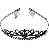 Wedding Bridal Black Rhinestone Tiara Crown Comb Haird Clips for Women Accessory Xmas