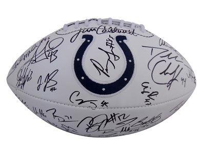 2010 Indianapolis Colts Team Signed Logo Football GAI - Autographed Footballs