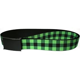Buffalo Plaid - Black and Neon Green Web Belt