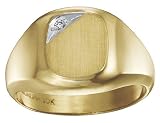 Diamond Men's Ring Engraveable Signet in Yellow Gold