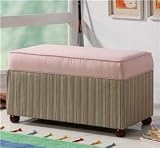 Kids Storage Bench in Green and Pink Striped Fabric