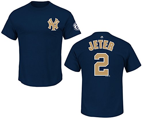 Derek Jeter New York Yankees Final Season Patch Gold Jersey Name and Number T-shirt