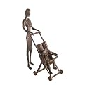 Mom with Child in Stroller Bronze Sculpture