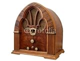 IMAGE OF Wallmonkeys Peel and Stick Wall Decals - Old Wooden Radio at Slight Angle with White Background. - 24